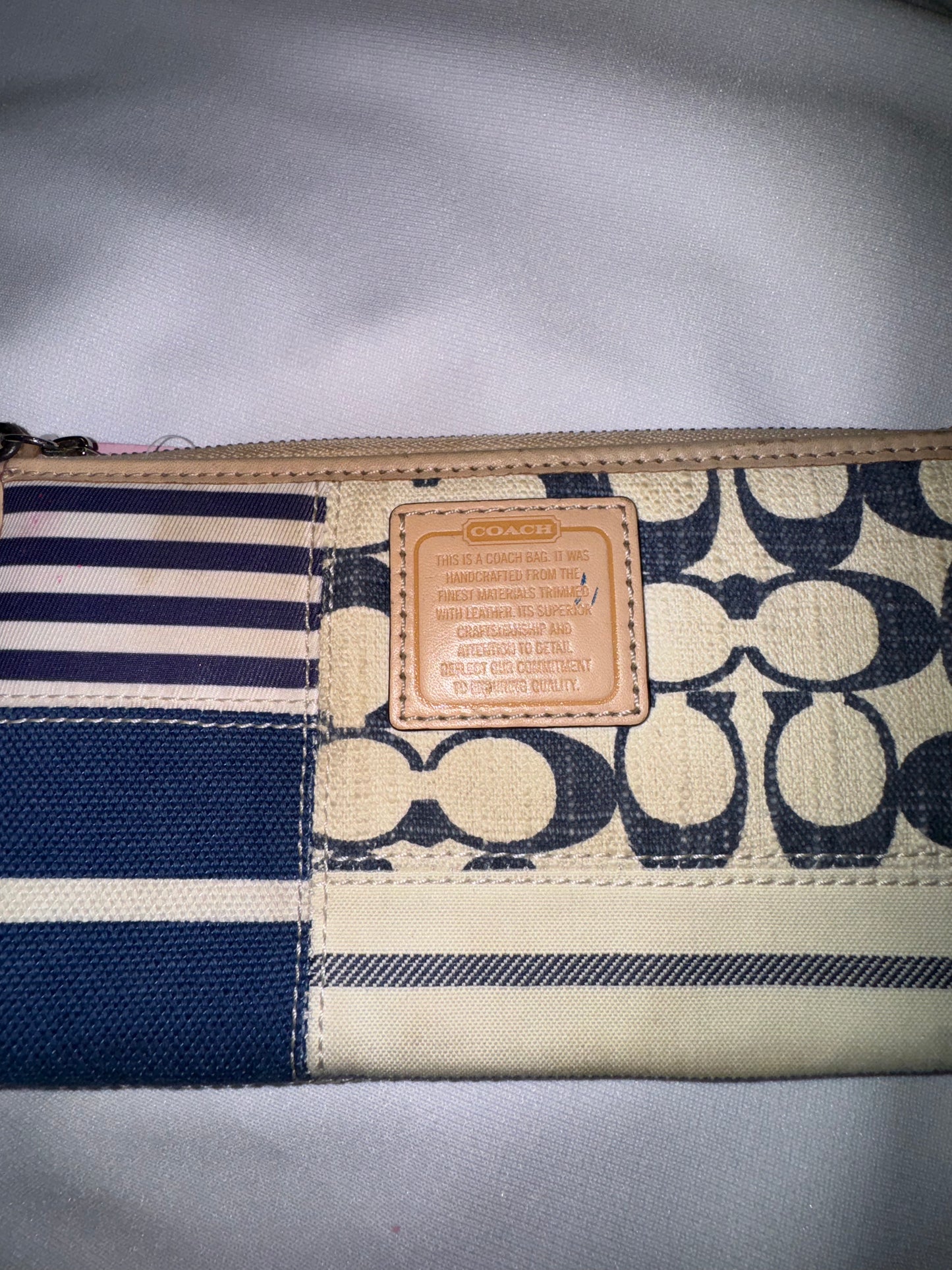 Vintage Y2K Blue and Tan Coach Wristlet