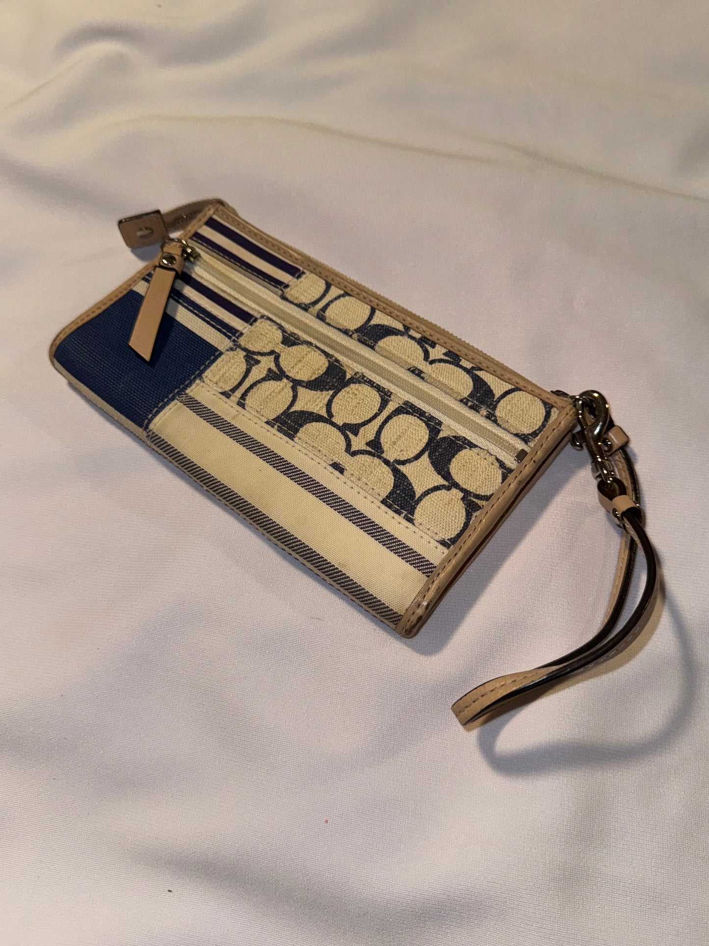 Vintage Y2K Blue and Tan Coach Wristlet