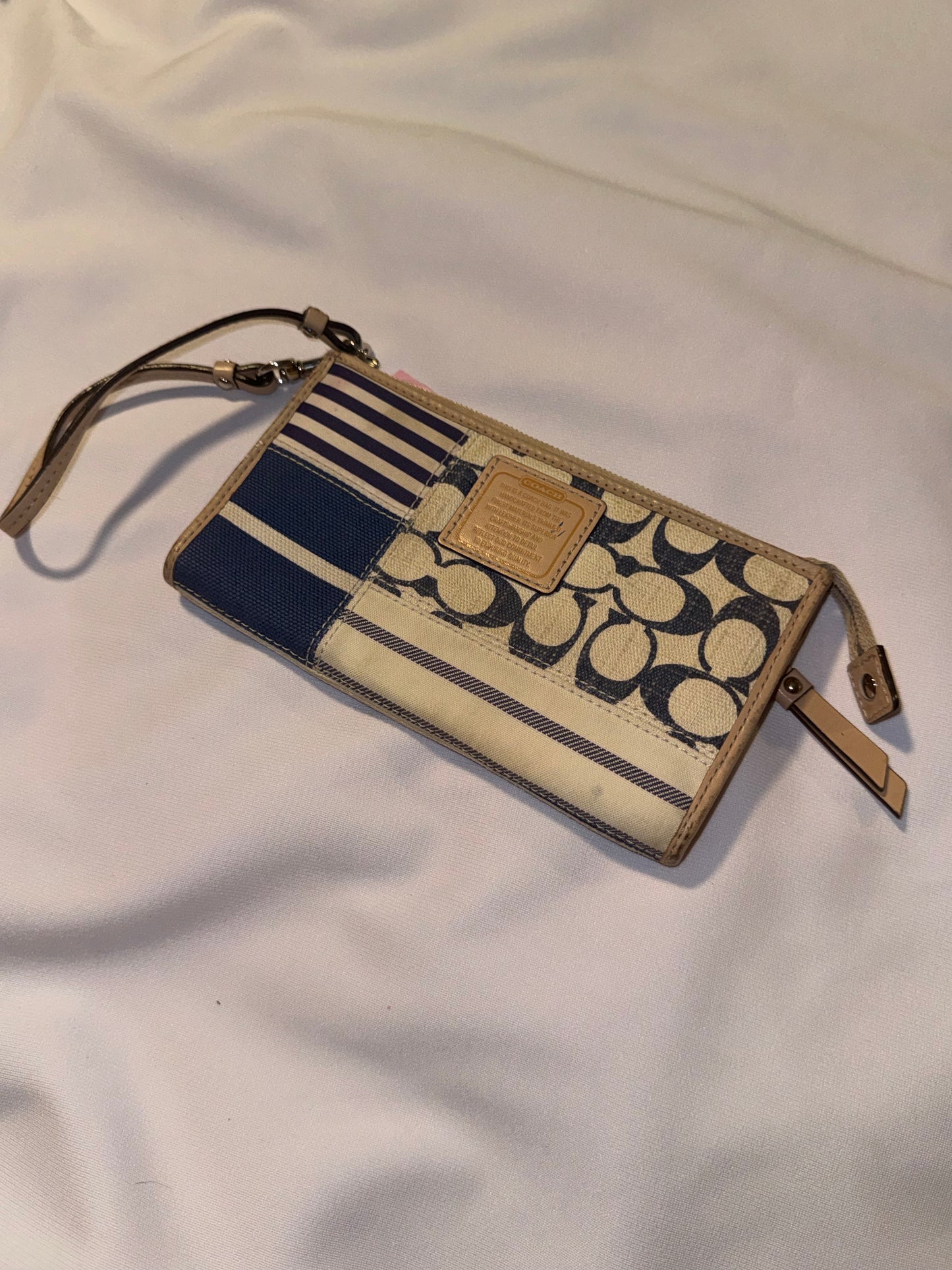 Vintage Y2K Blue and Tan Coach Wristlet