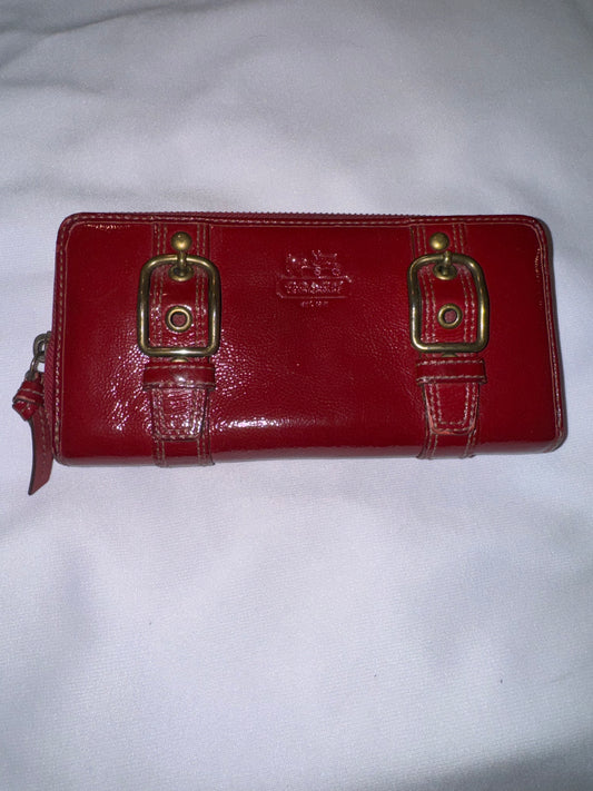 Vintage Y2K Red Coach Patent Leather Wallet