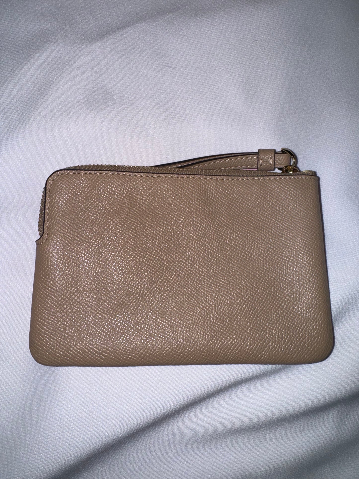 Tan Coach Leather Wristlet