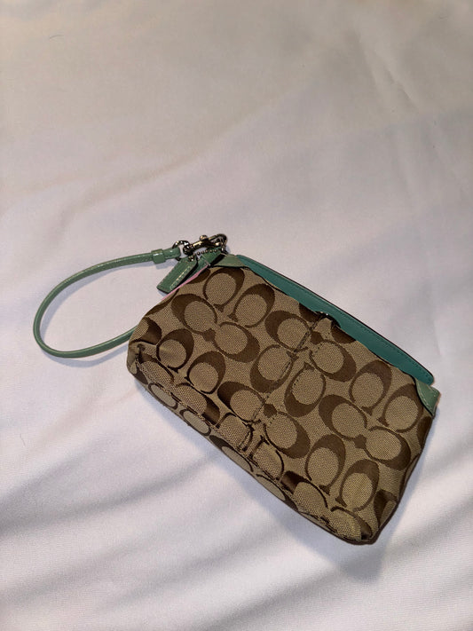 Rare Vintage Y2K Coach Brown and Teal Wristlet