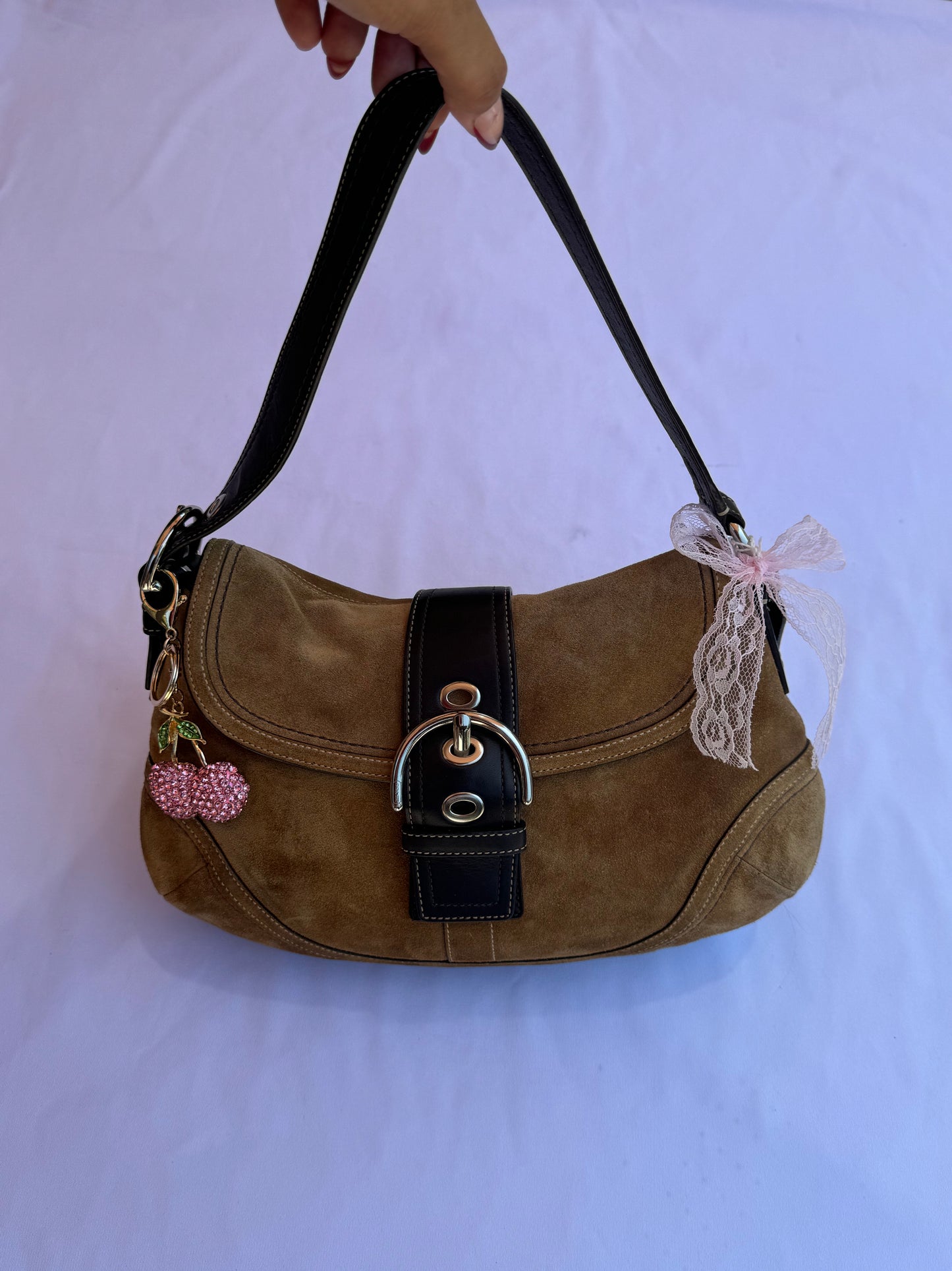 RARE Vintage Suede Coach Soho Flap Shoulder Bag