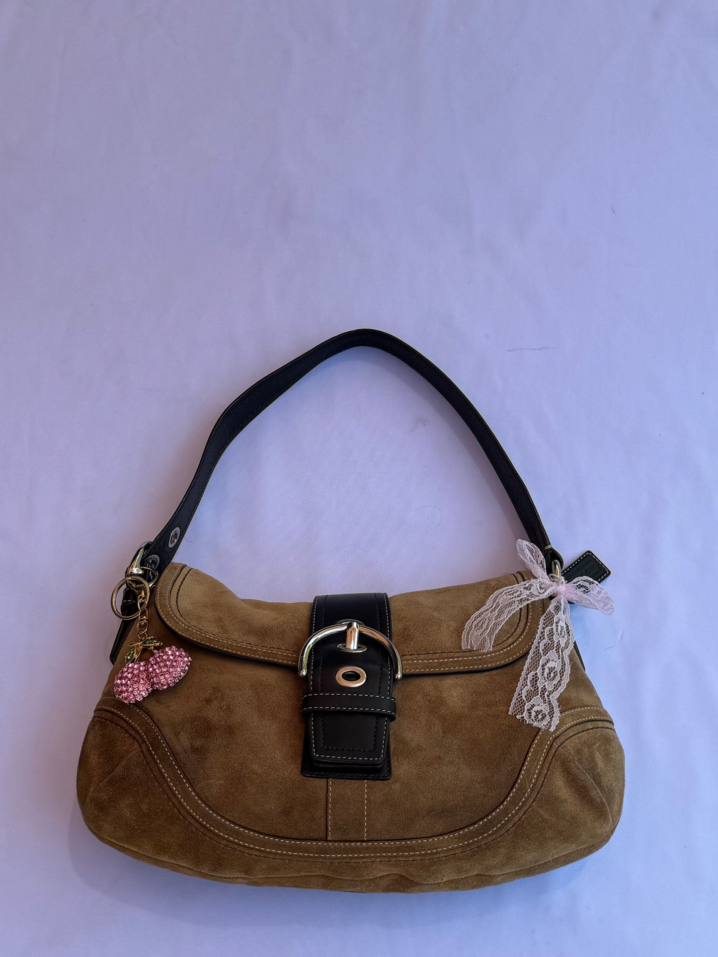 RARE Vintage Suede Coach Soho Flap Shoulder Bag