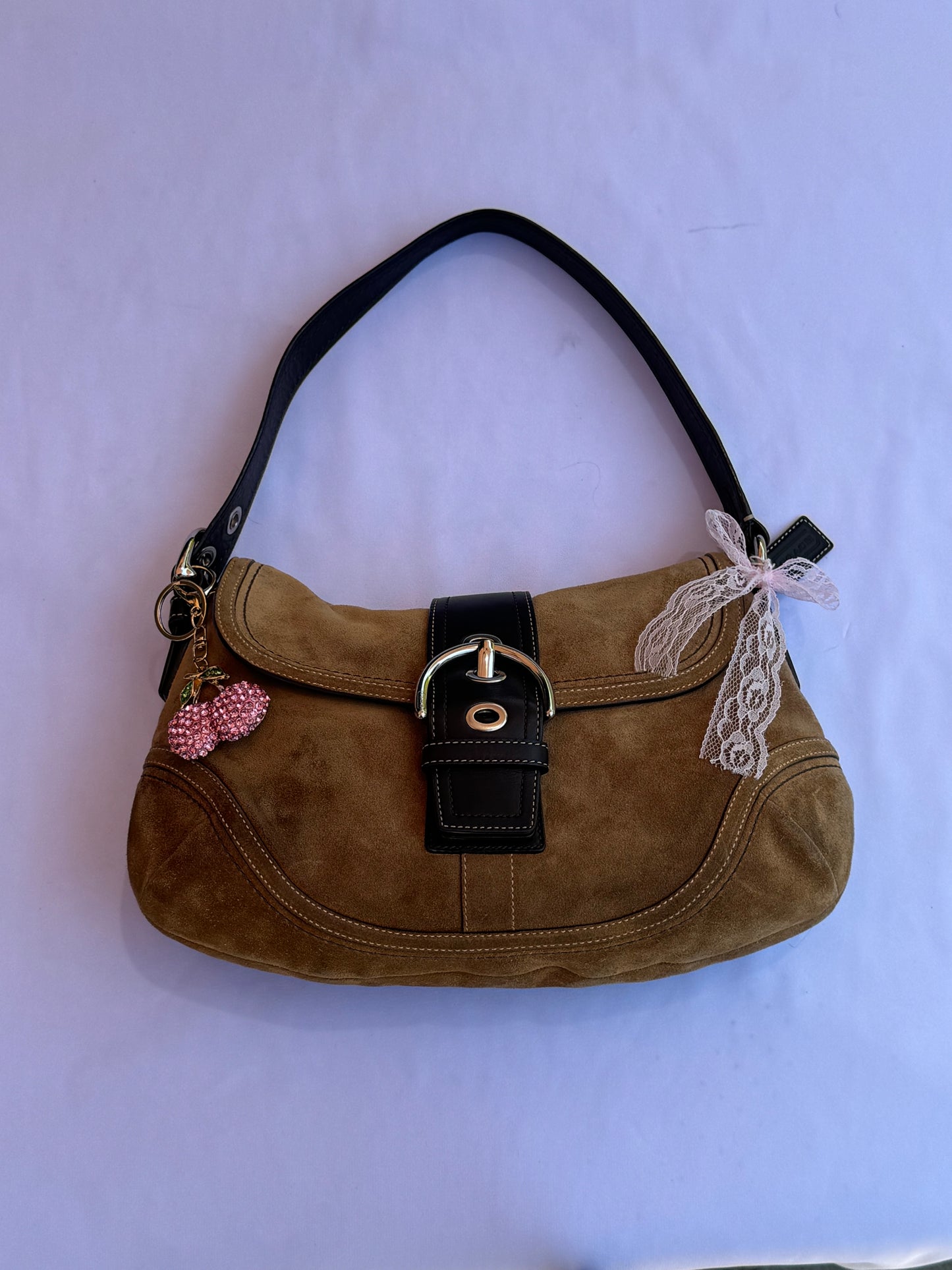 RARE Vintage Suede Coach Soho Flap Shoulder Bag