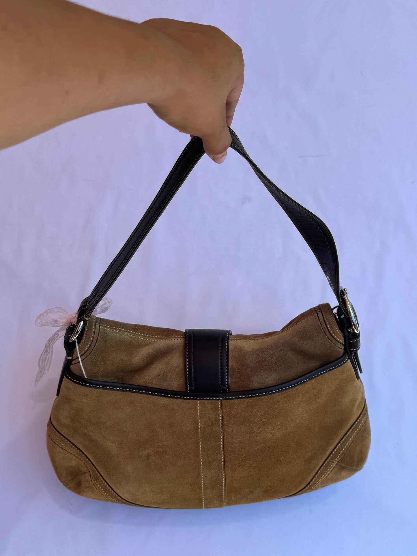 RARE Vintage Suede Coach Soho Flap Shoulder Bag