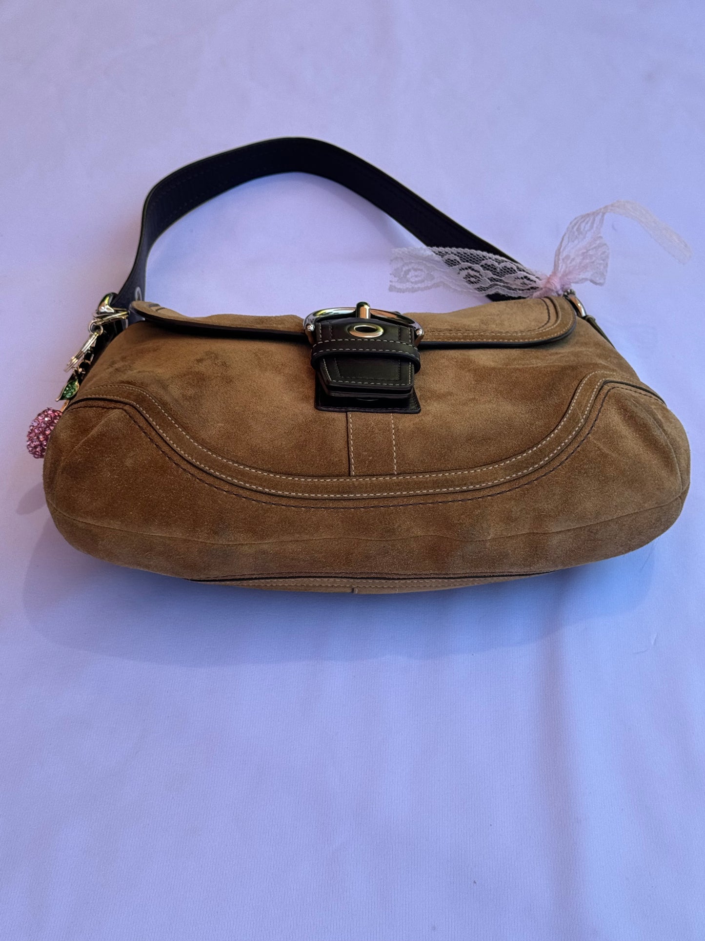 RARE Vintage Suede Coach Soho Flap Shoulder Bag