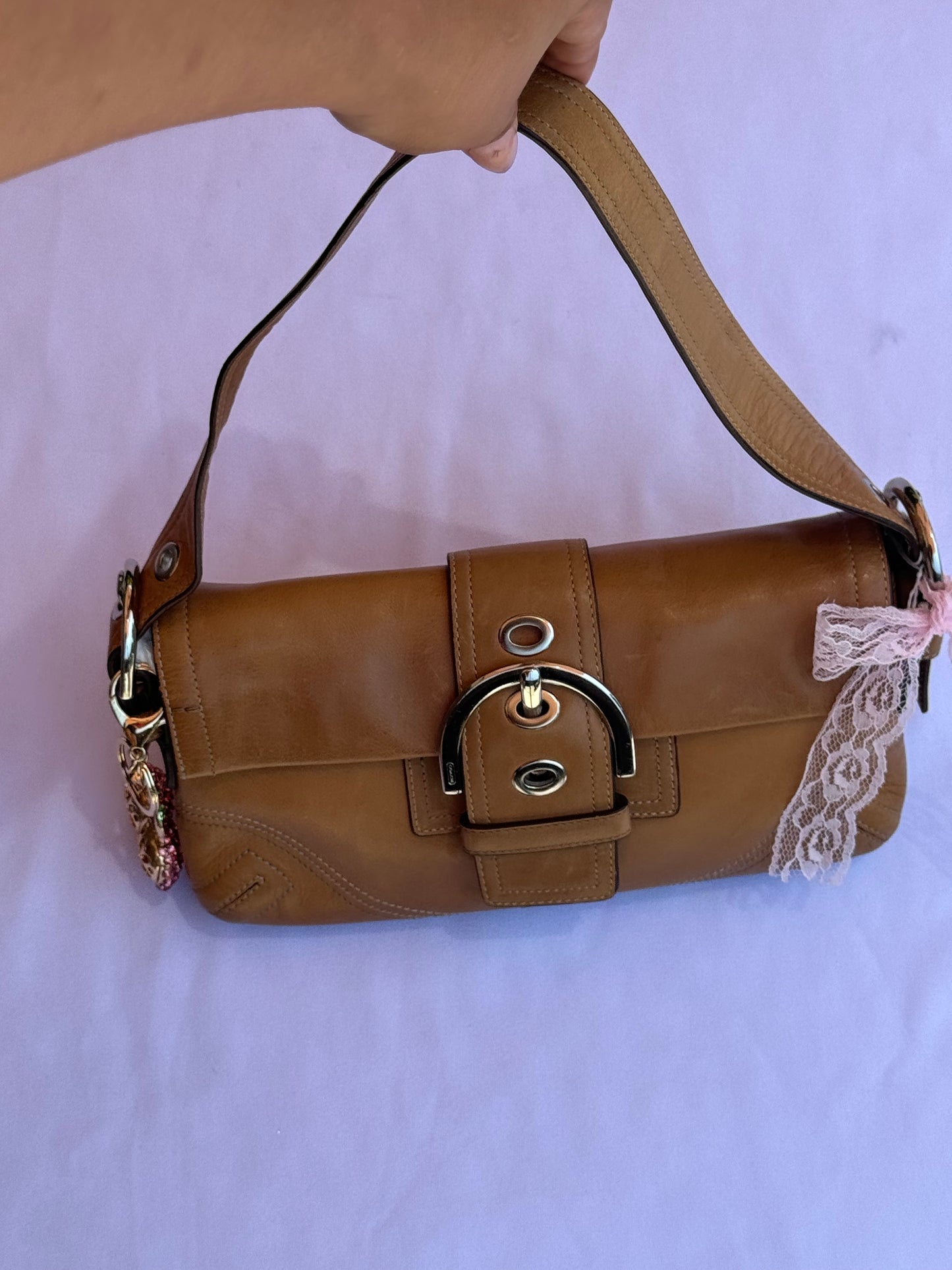 Vintage Coach Tan Soho Flap Small Shoulder Bag