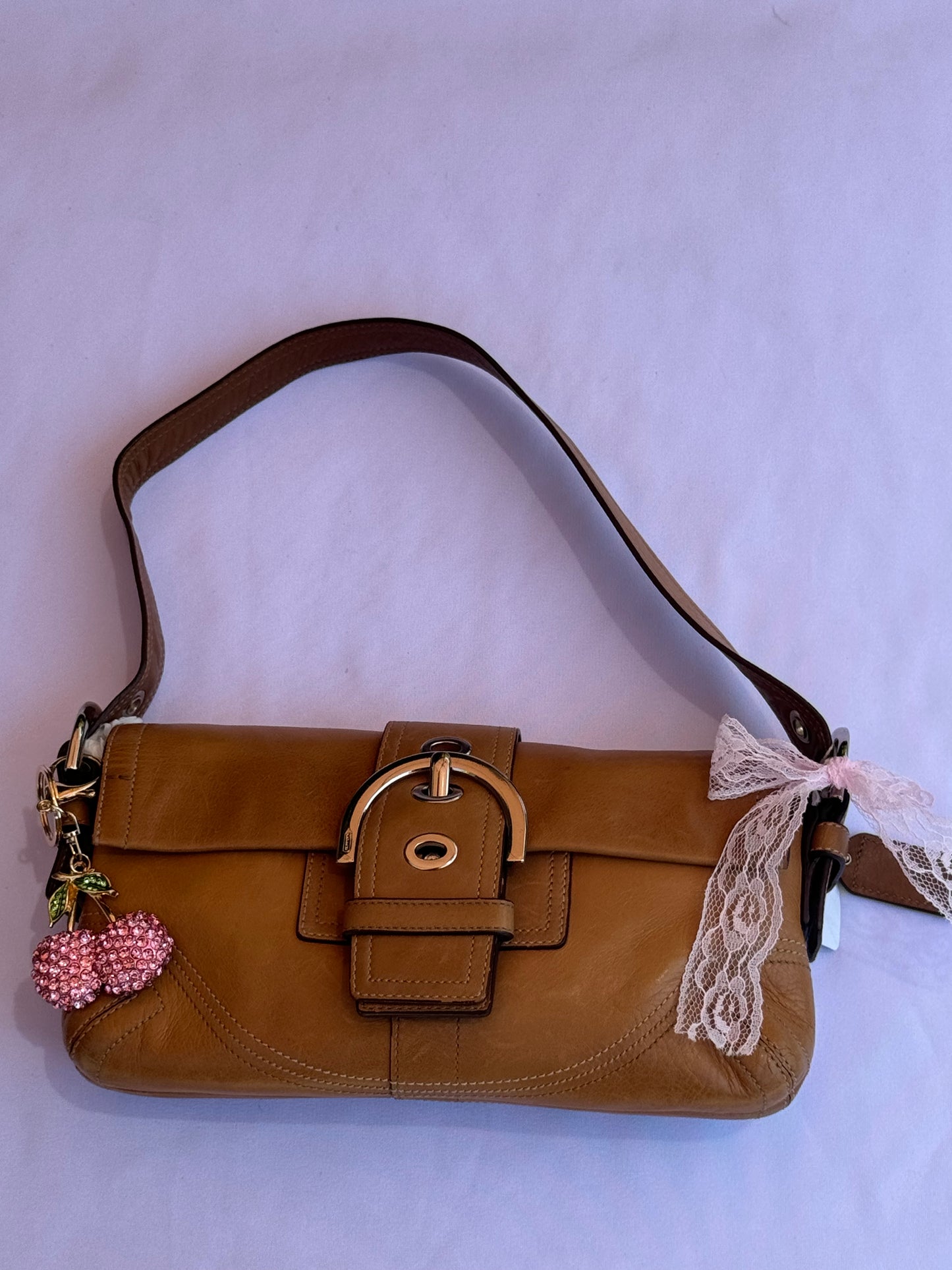 Vintage Coach Tan Soho Flap Small Shoulder Bag