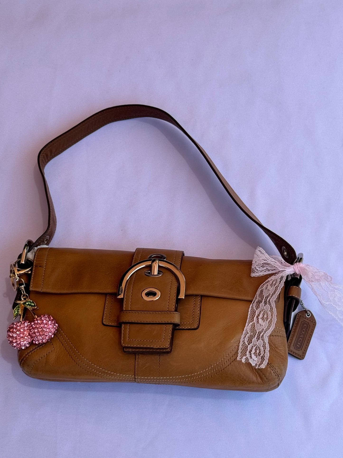 Vintage Coach Tan Soho Flap Small Shoulder Bag