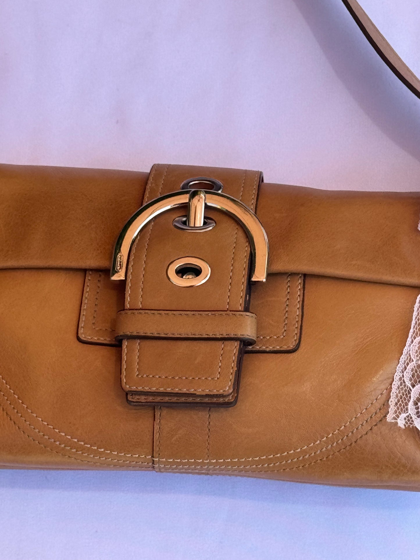 Vintage Coach Tan Soho Flap Small Shoulder Bag