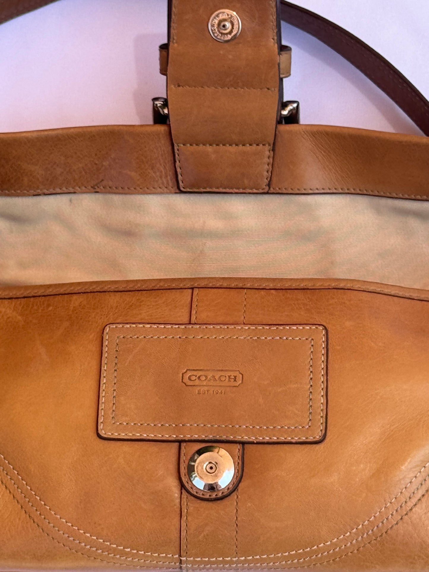 Vintage Coach Tan Soho Flap Small Shoulder Bag