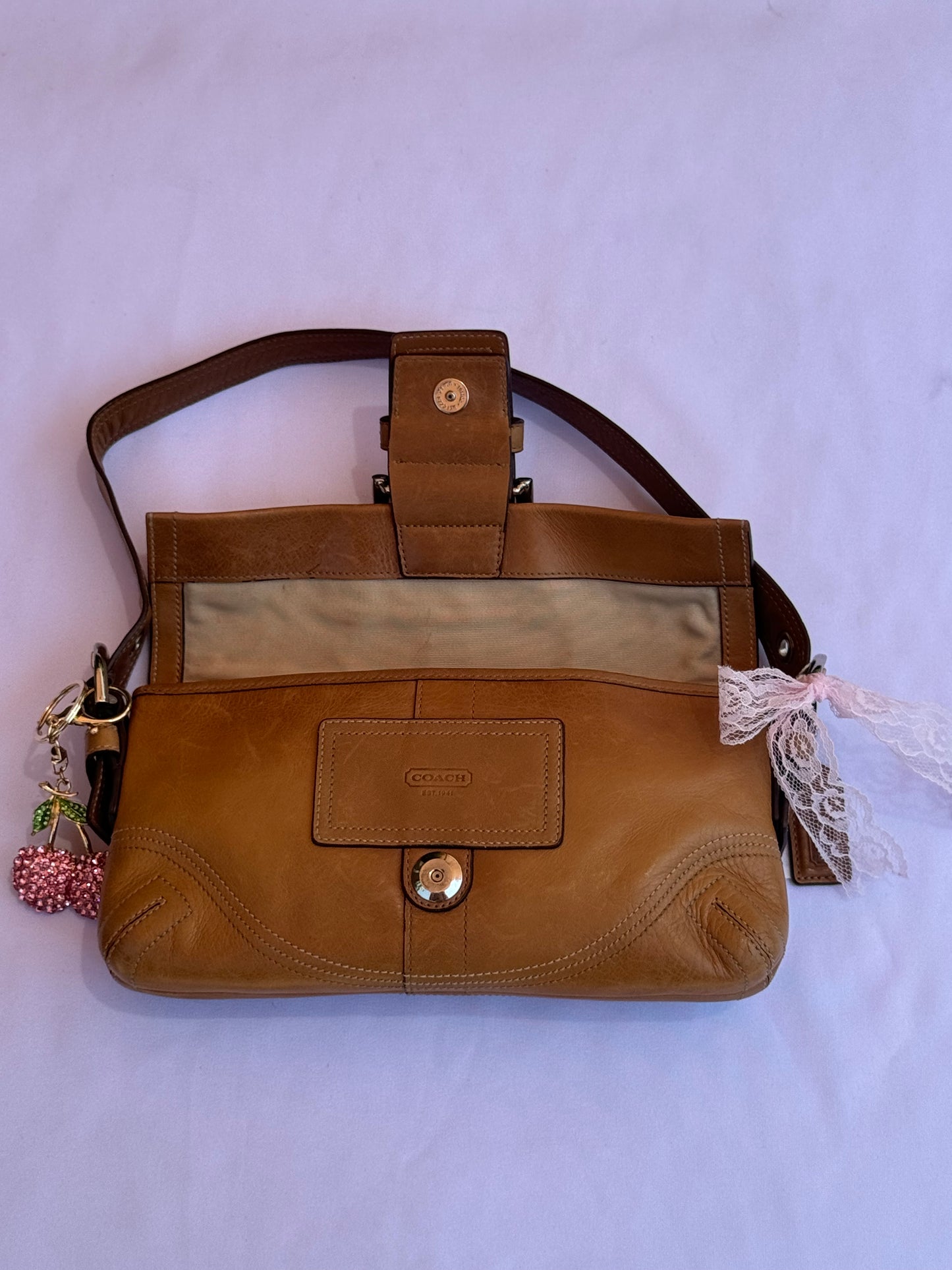 Vintage Coach Tan Soho Flap Small Shoulder Bag