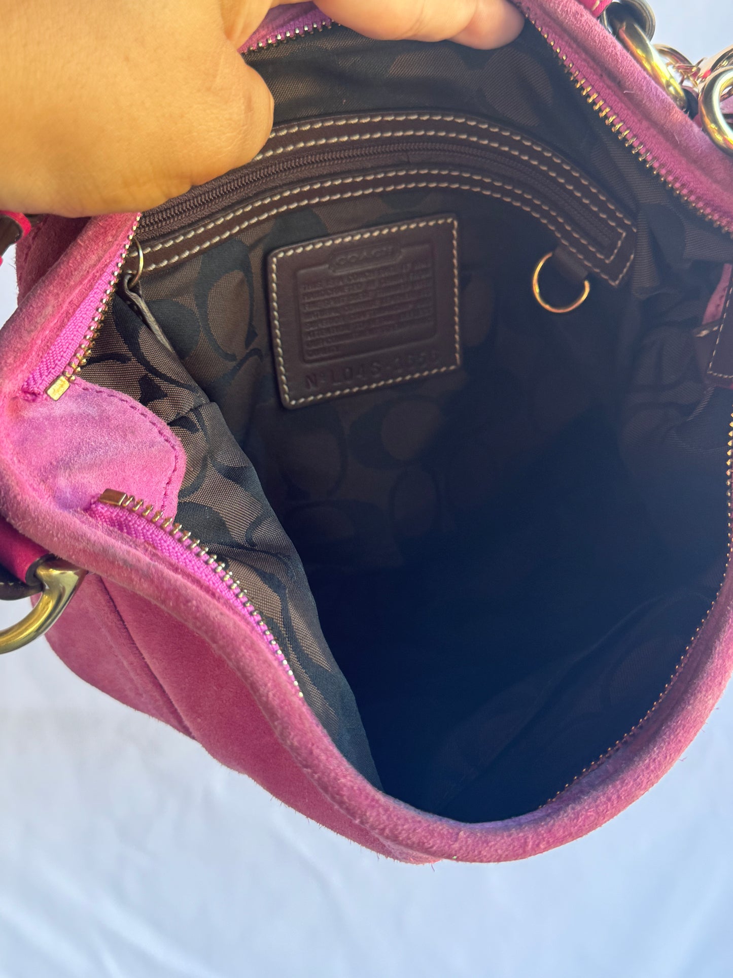 RARE Hot Pink Suede Vintage Coach Shoulder Bag