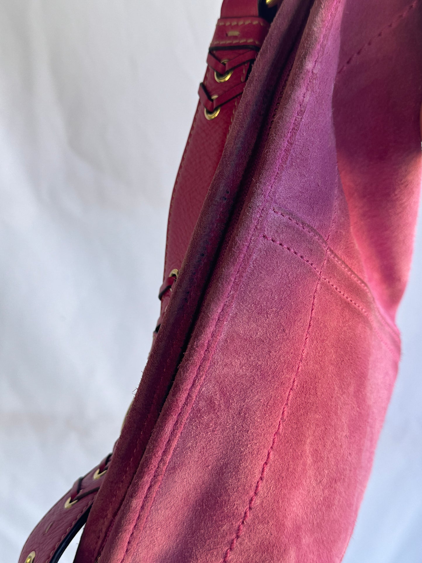 RARE Hot Pink Suede Vintage Coach Shoulder Bag