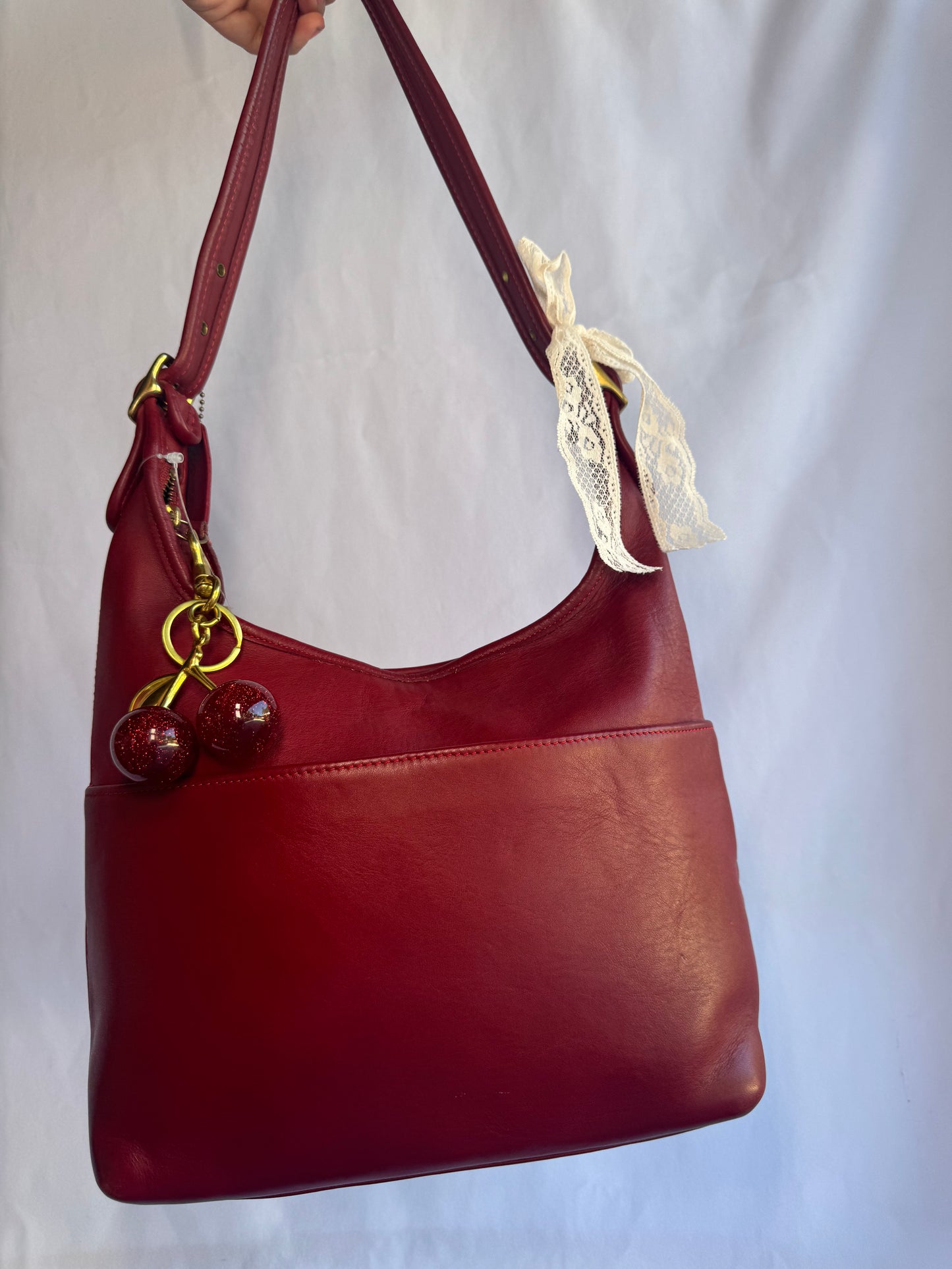 RARE Vintage Red Coach Legacy Hobo Bag