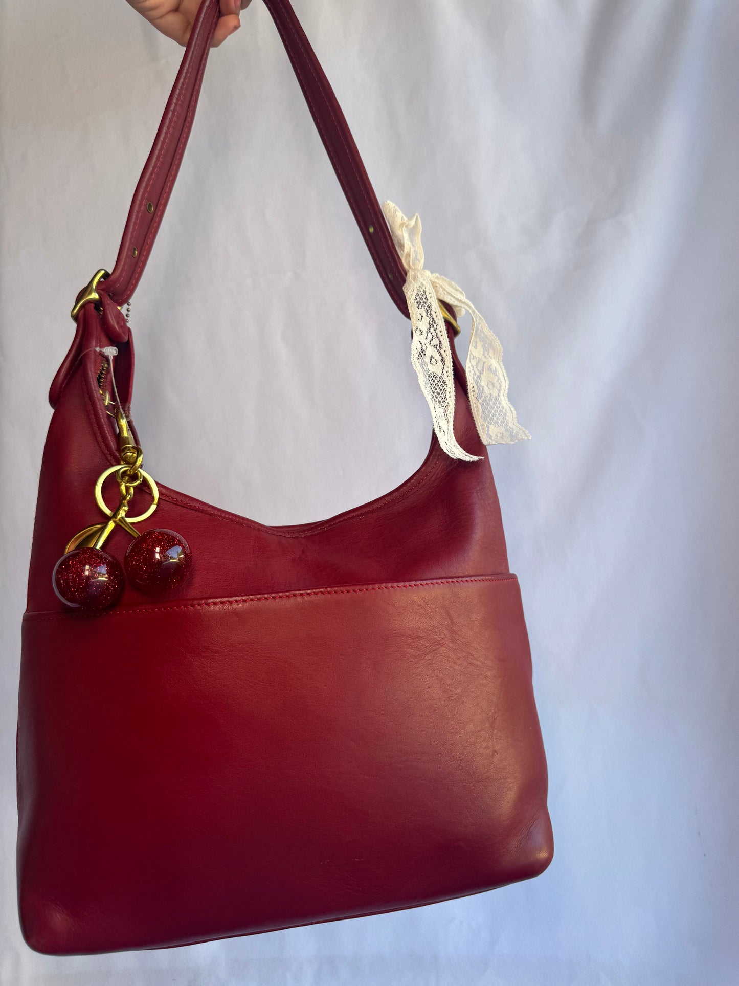 RARE Vintage Red Coach Legacy Hobo Bag