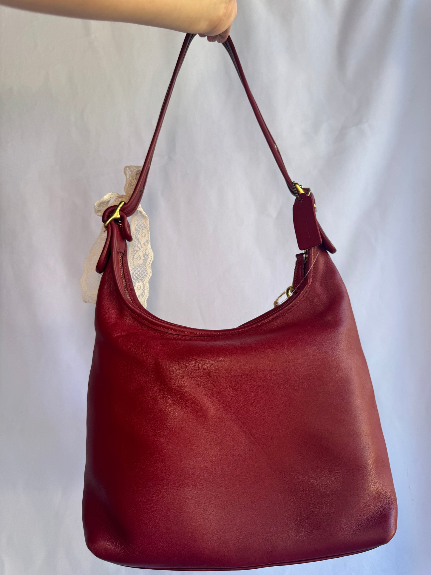 RARE Vintage Red Coach Legacy Hobo Bag