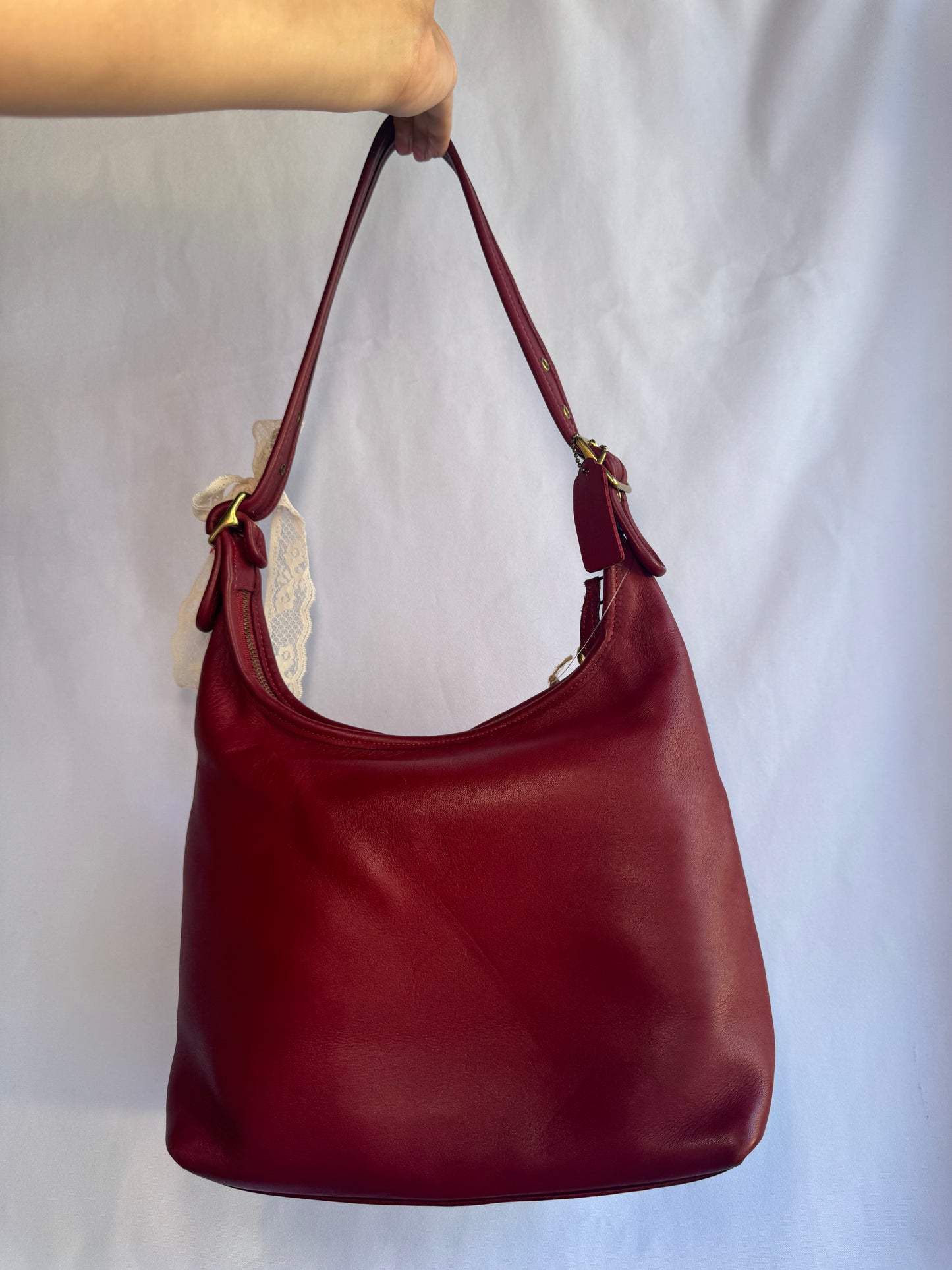 RARE Vintage Red Coach Legacy Hobo Bag