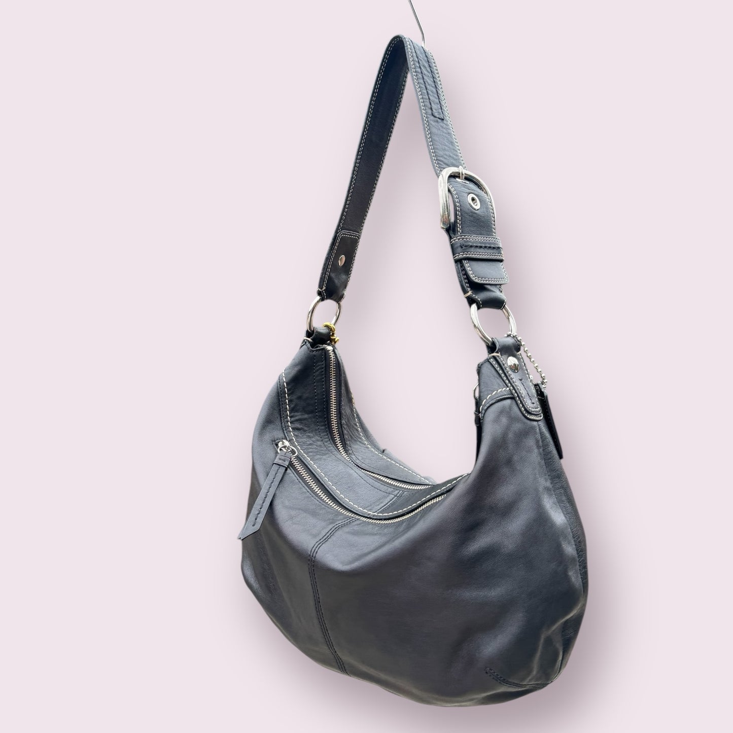 Vintage Y2K Coach Black Leather Large Shoulder Bag
