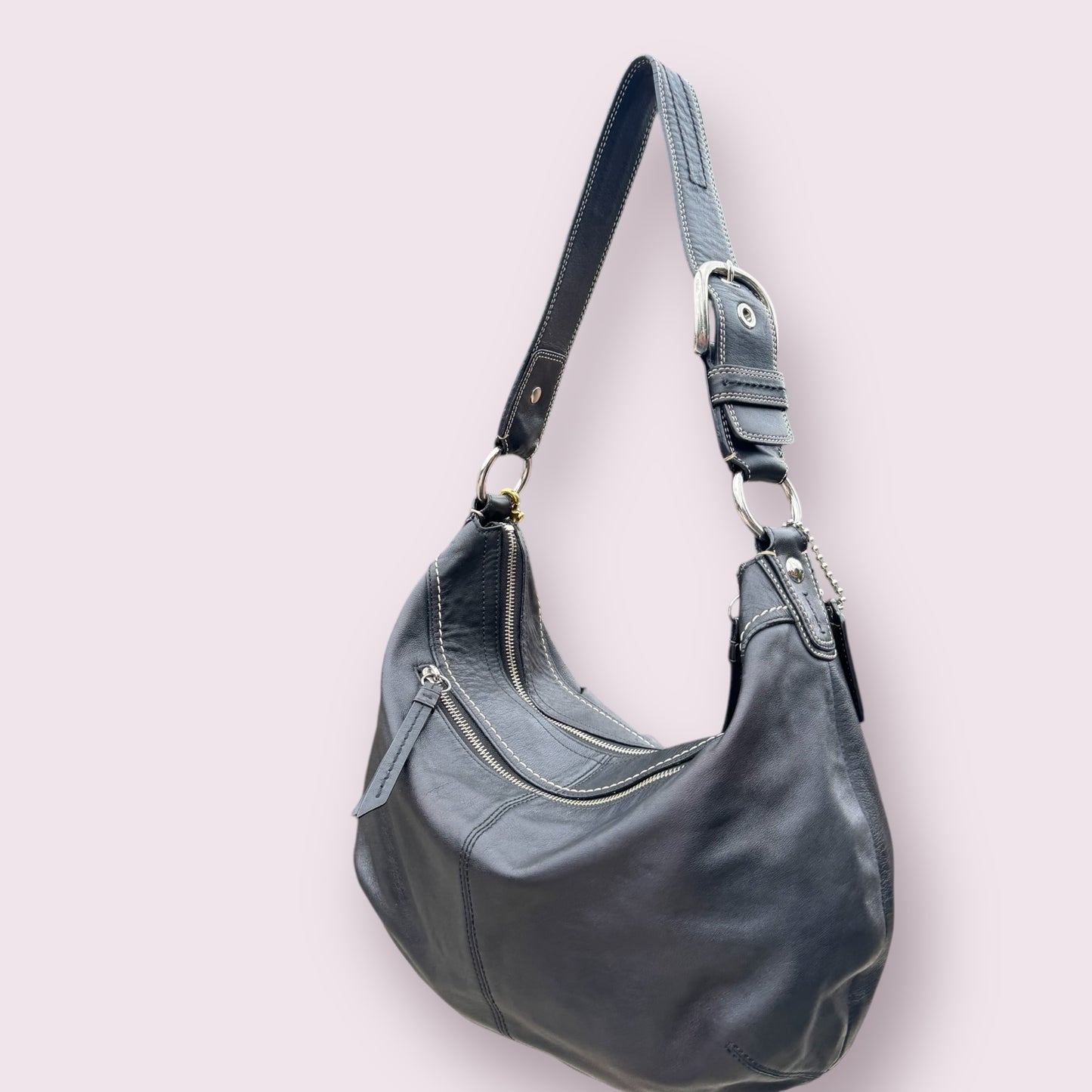 Vintage Y2K Coach Black Leather Large Shoulder Bag