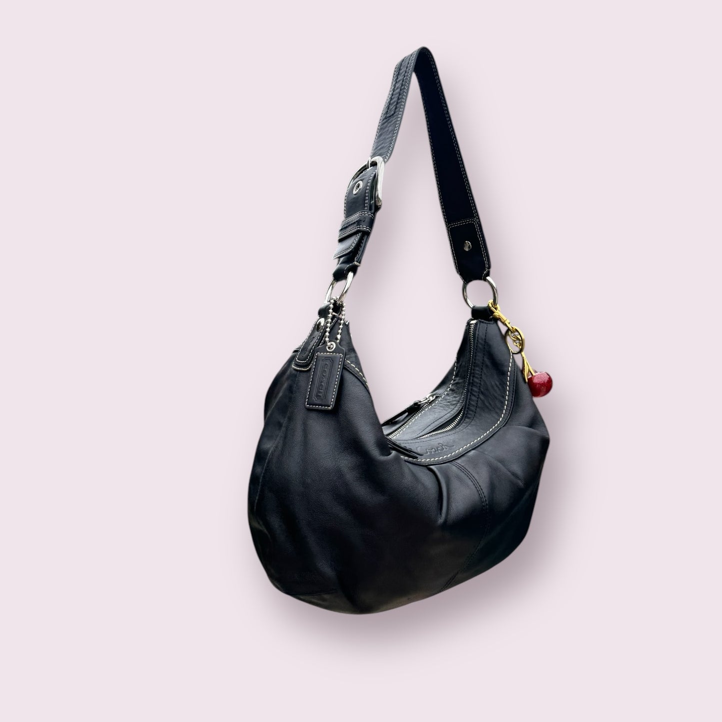 Vintage Y2K Coach Black Leather Large Shoulder Bag