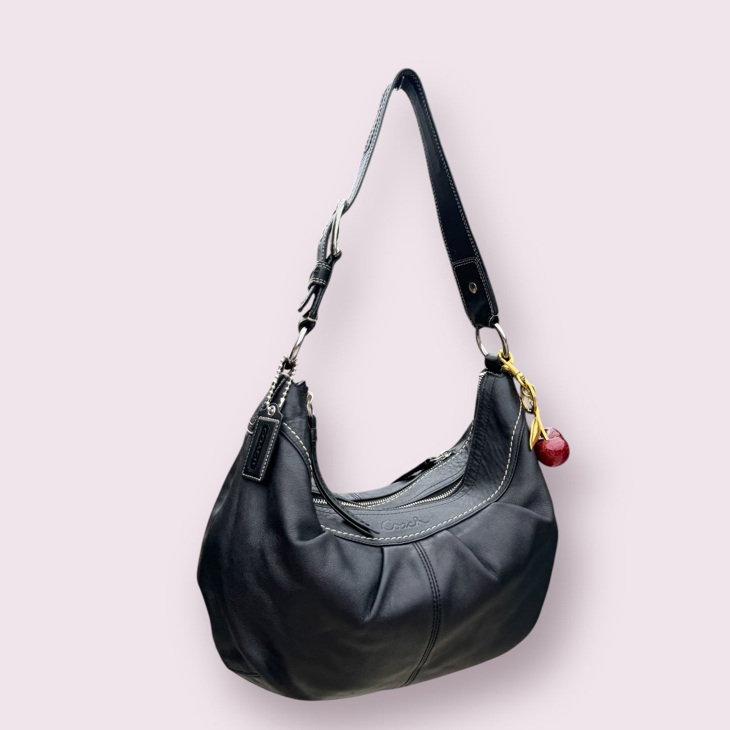 Vintage Y2K Coach Black Leather Large Shoulder Bag