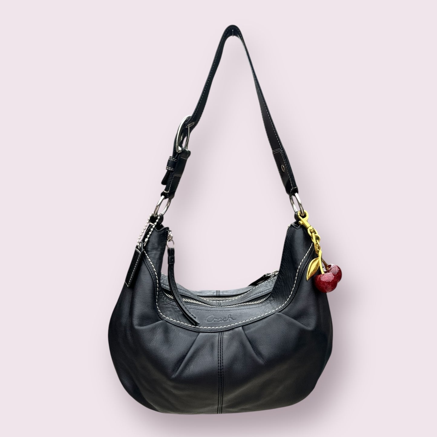 Vintage Y2K Coach Black Leather Large Shoulder Bag