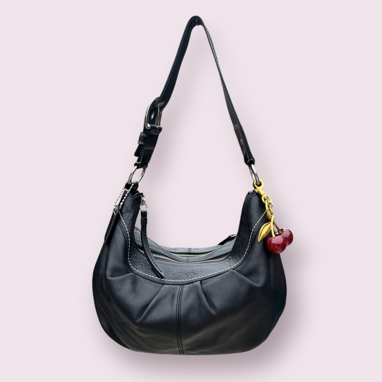 Vintage Y2K Coach Black Leather Large Shoulder Bag