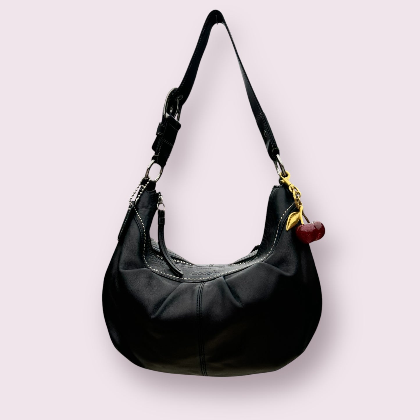 Vintage Y2K Coach Black Leather Large Shoulder Bag